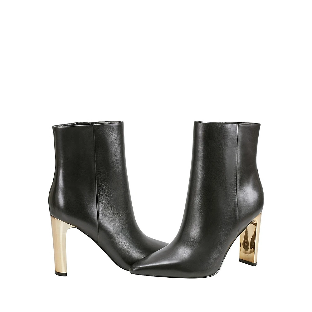 Talyna Leather & Goldtone-Heel Ankle Boots