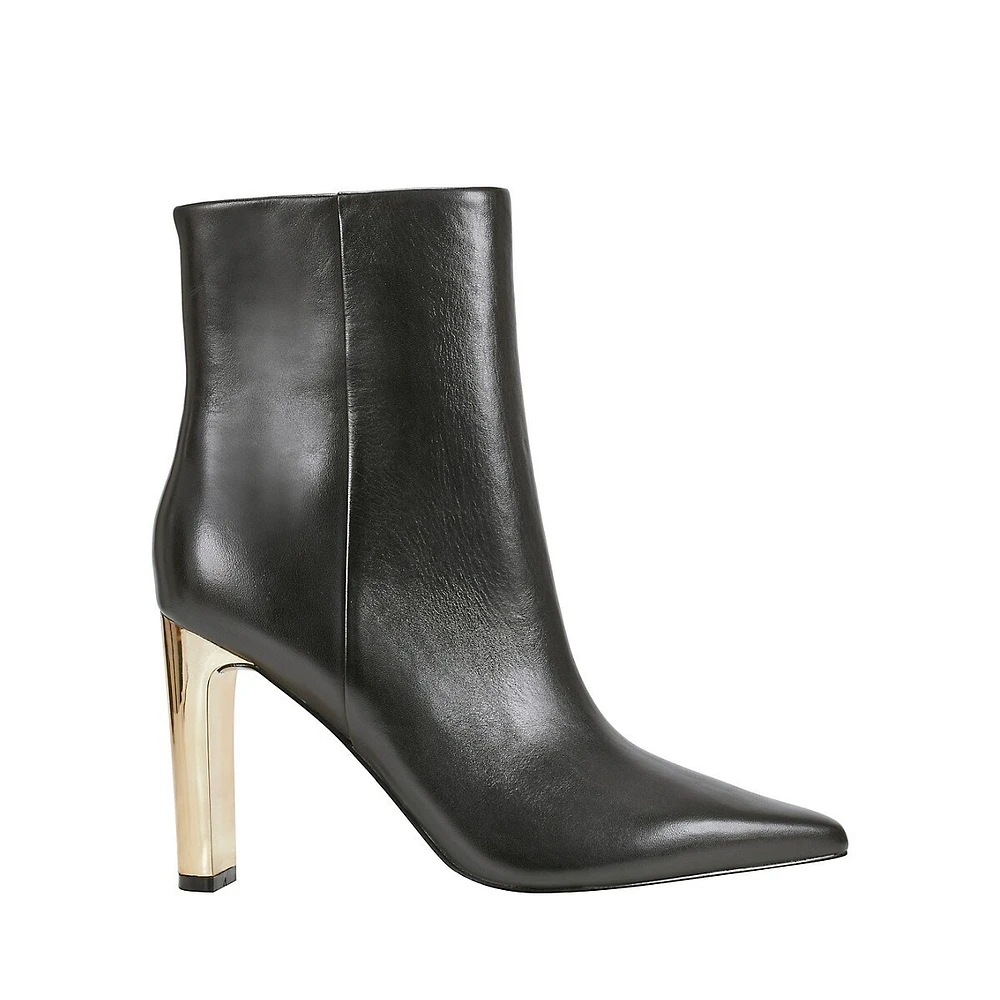 Talyna Leather & Goldtone-Heel Ankle Boots