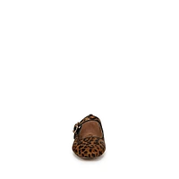 Michaela Leopard-Print Calf Hair Mary-Jane Flats