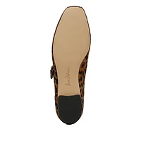 Michaela Leopard-Print Calf Hair Mary-Jane Flats