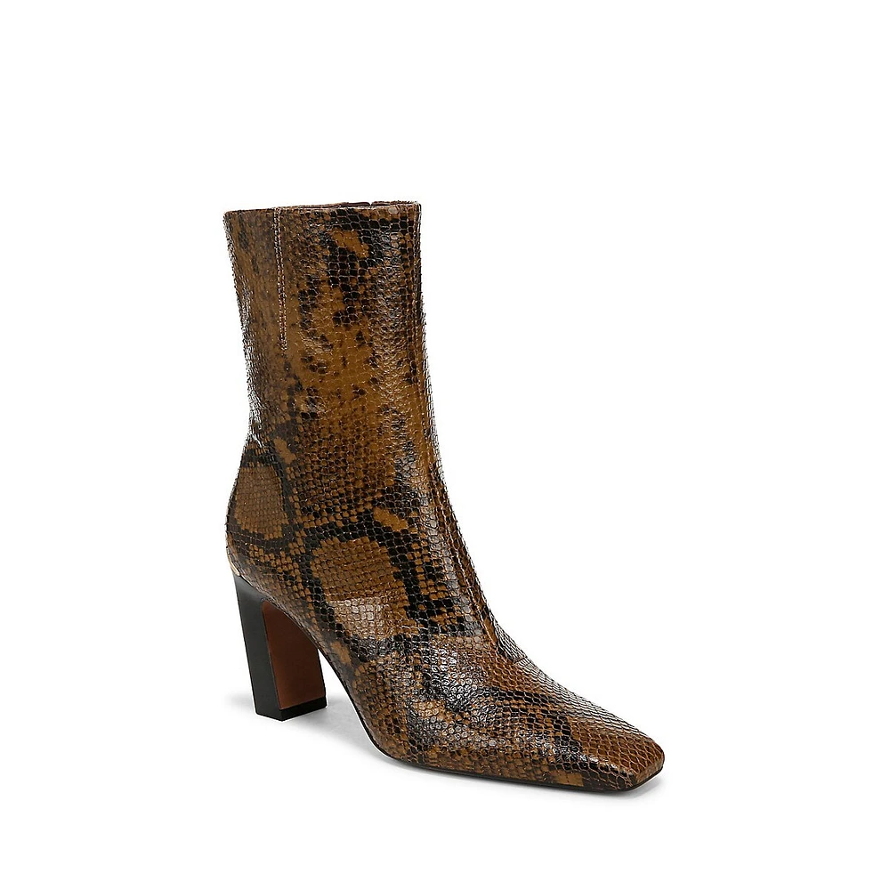 Briar Embossed Leather Square-Toe Booties