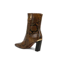 Briar Embossed Leather Square-Toe Booties