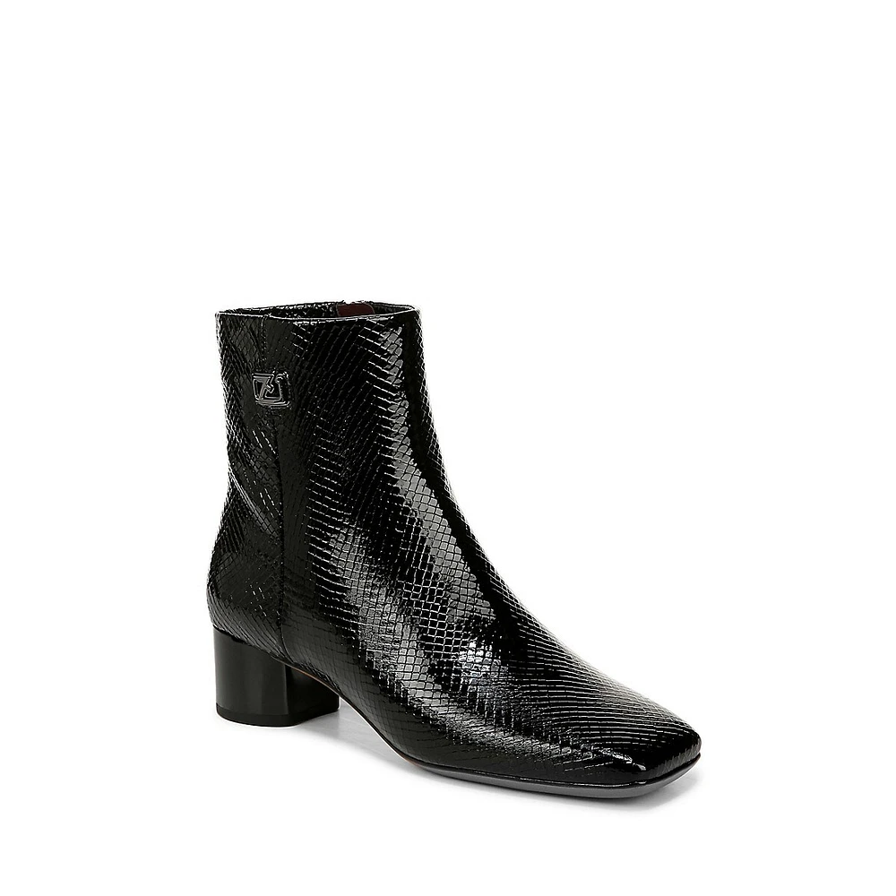 Noah Embossed Square-Toe Booties