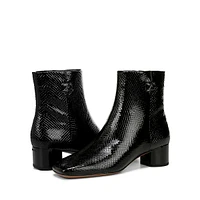 Noah Embossed Square-Toe Booties