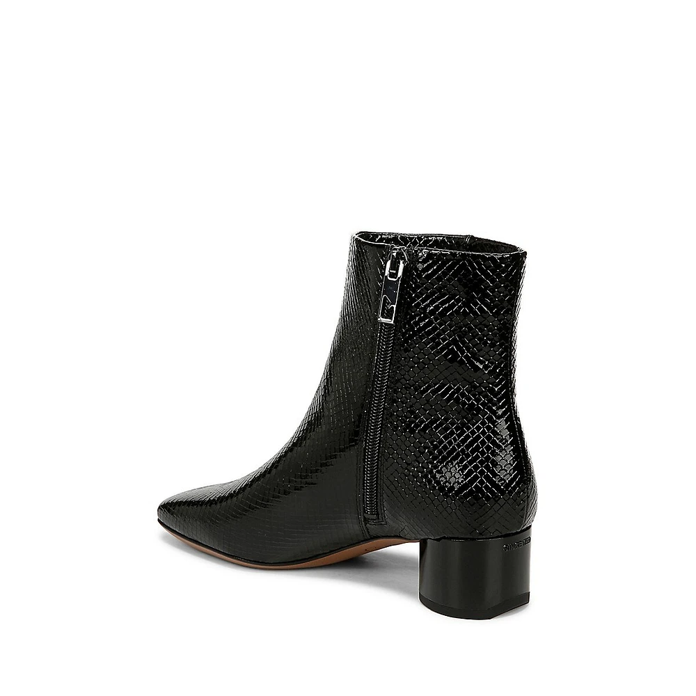 Noah Embossed Square-Toe Booties