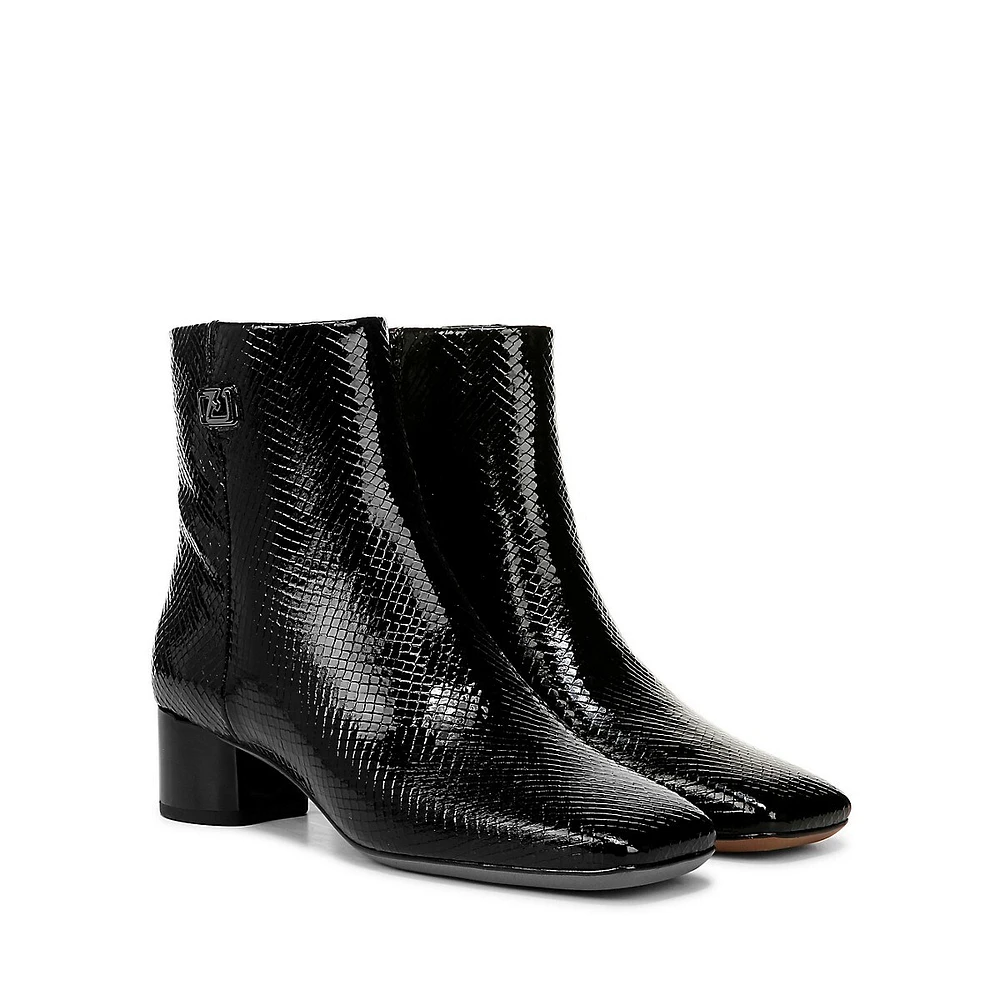 Noah Embossed Square-Toe Booties