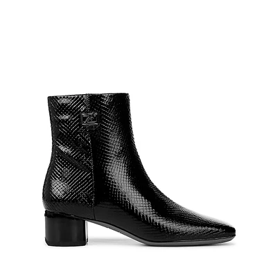 Noah Embossed Square-Toe Booties