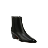 Vivian Leather Block-Heel Booties