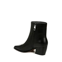 Vivian Leather Block-Heel Booties