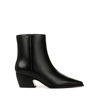 Vivian Leather Block-Heel Booties