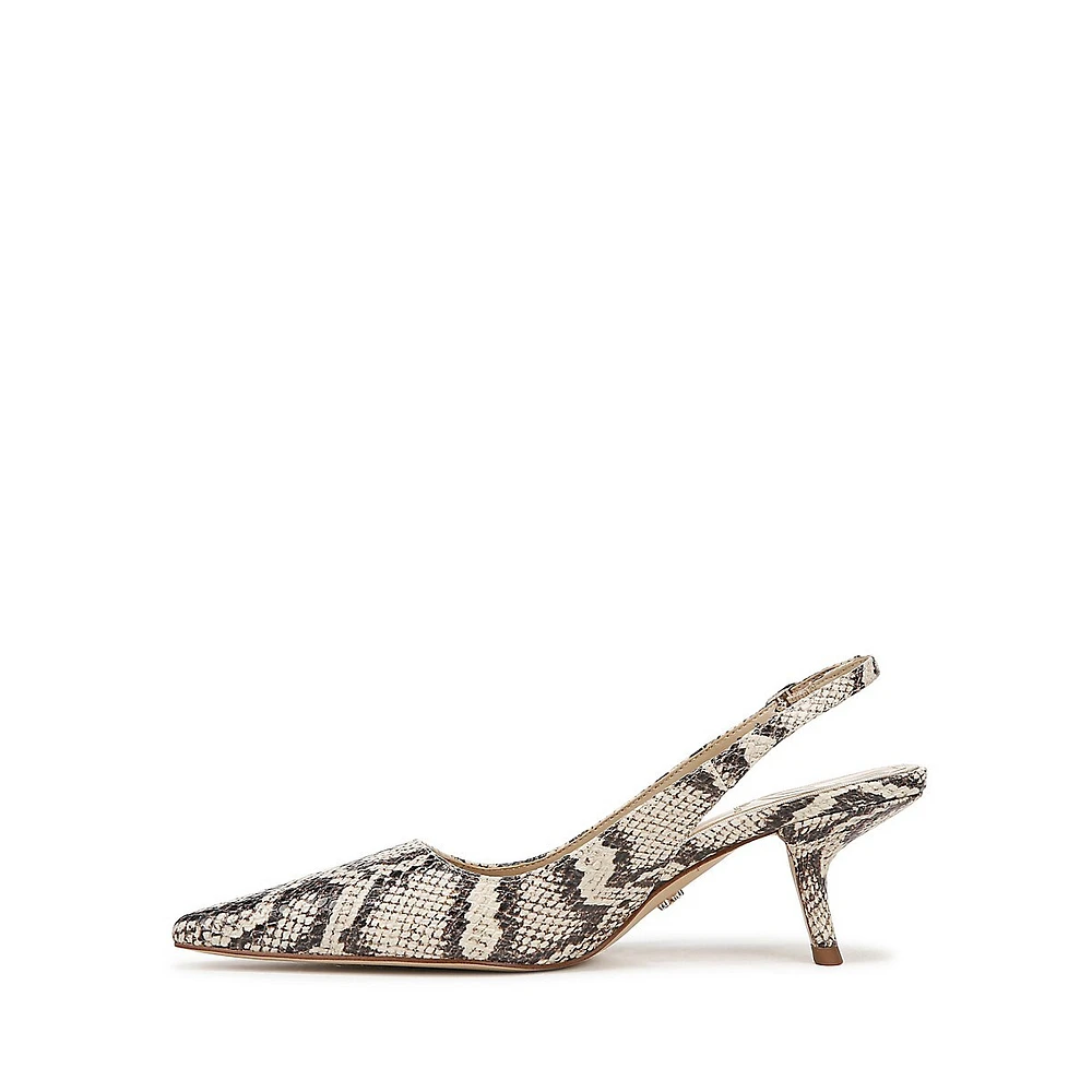 Bianka Snake-Print Leather Slingback Dress Pumps