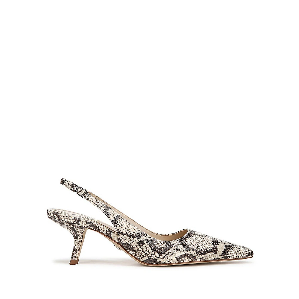 Bianka Snake-Print Leather Slingback Dress Pumps