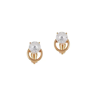Simple Shine Goldtone & Crystal Button Clip-On Earrings