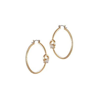 Simple Shine Goldtone & Crystal Hoop Earrings