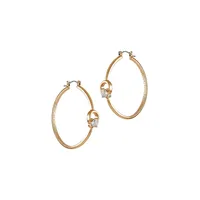 Simple Shine Goldtone & Crystal Hoop Earrings