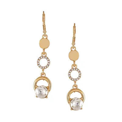 Simple Shine Goldtone & Crystal Linear Earrings