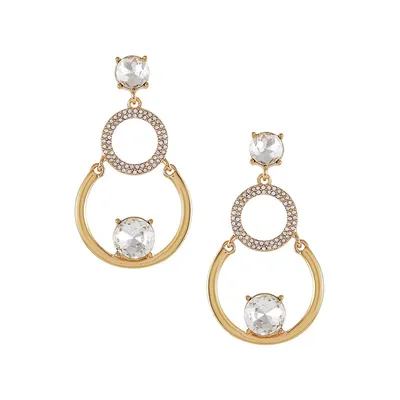 Simple Shine Goldtone & Crystal Drop Earrings