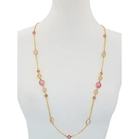 Make It Sparkle Goldtone & Faux Gem Station Necklace