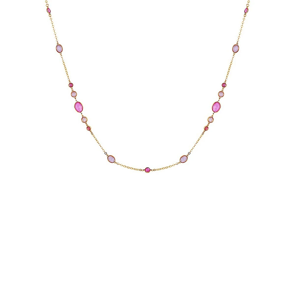 Make It Sparkle Goldtone & Faux Gem Station Necklace