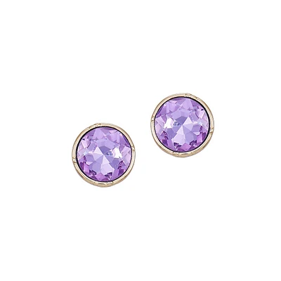 Goldtone & Violet Faux Gem Stud Earrings