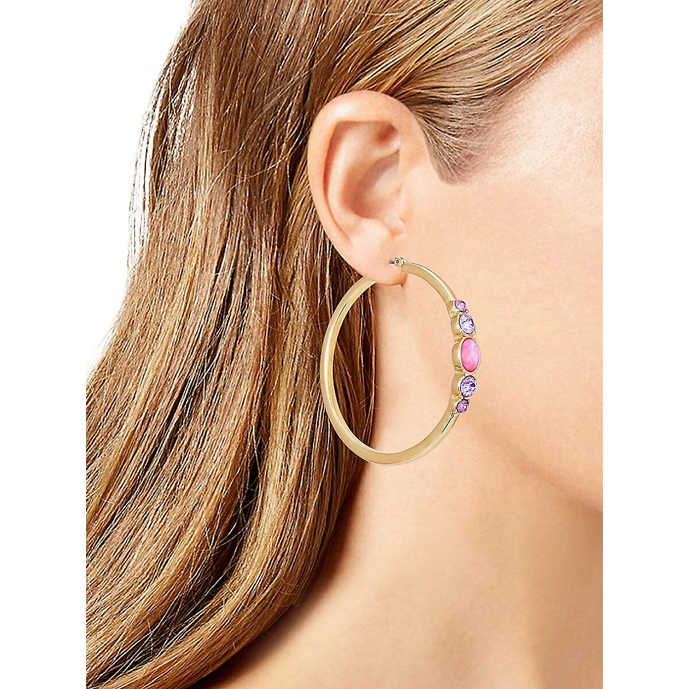 Make It Sparkle Goldtone & Faux Gem Hoop Earrings