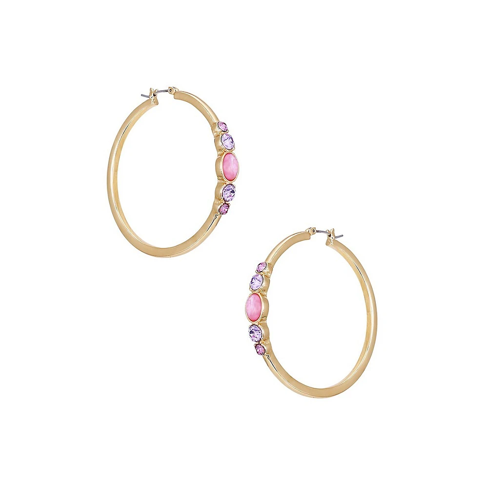 Make It Sparkle Goldtone & Faux Gem Hoop Earrings