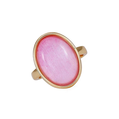 Make It Sparkle Goldtone & Pink Faux Gem Oval Cocktail Ring