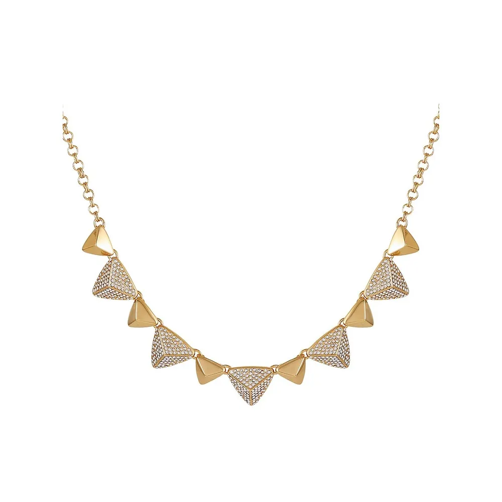 On Point Goldtone & Crystal Statement Necklace