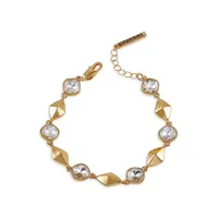 On Point Goldtone & Crystal Line Bracelet