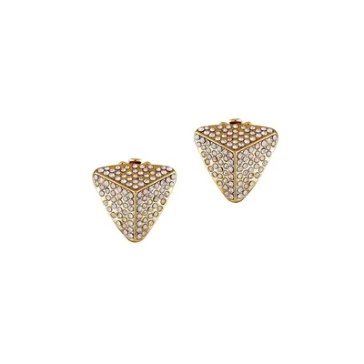 On Point Goldtone & Crystal Pyramid Clip-On Earrings