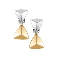 On Point Two-Tone Clip-On Drop Earrings