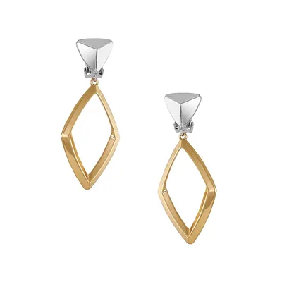 On Point Two-Tone Linear Clip-On Earrings