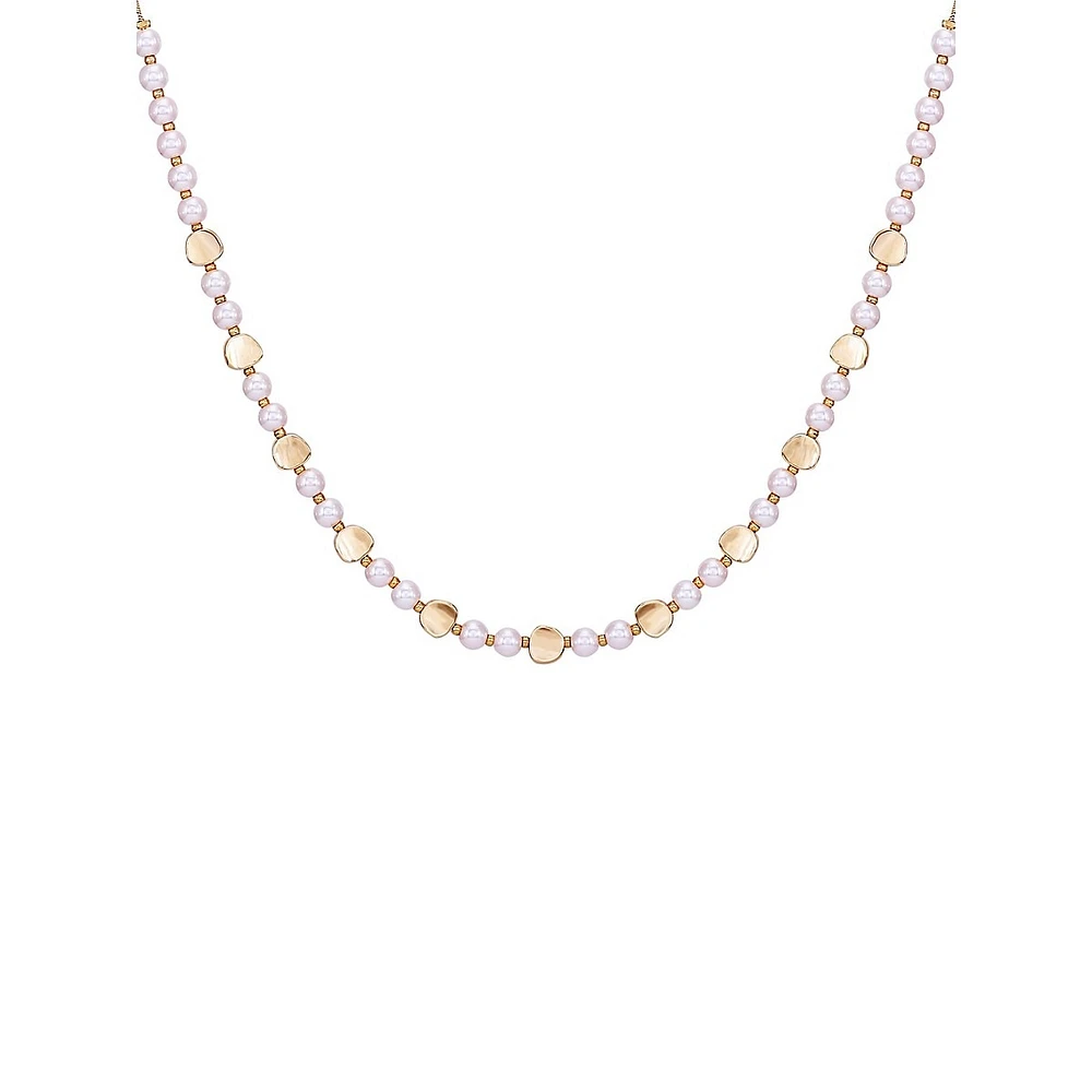 Posh Pearls Goldtone & Blush Faux Pearl Graduated Necklace