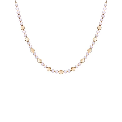 Posh Pearls Goldtone & Blush Faux Pearl Graduated Necklace