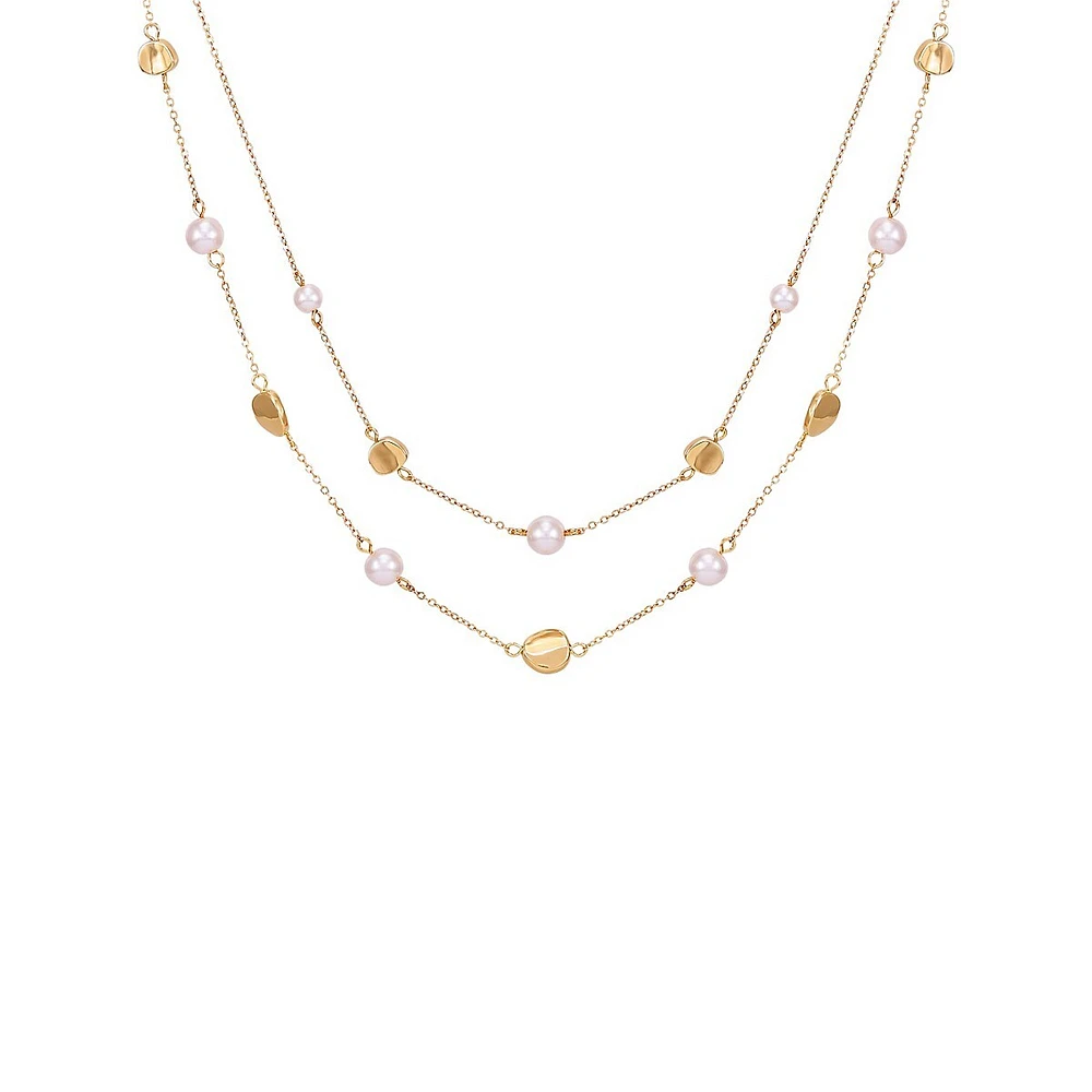 Posh Pearls Goldtone & Blush Faux Pearl Graduated Necklace