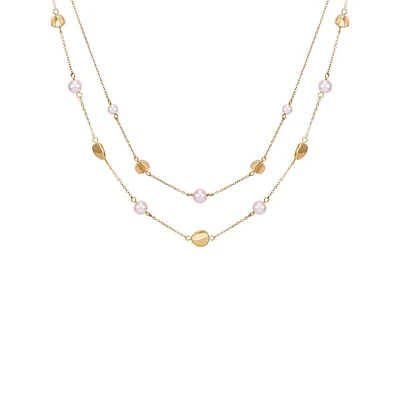 Posh Pearls Goldtone & Blush Faux Pearl Graduated Necklace