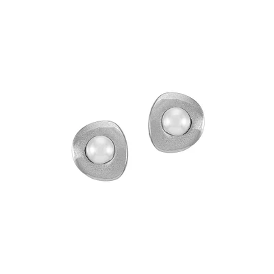 Silvertone & Blush Faux Pearl Clip-On Earrings