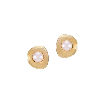 Posh Pearls Goldtone & Blush Faux Pearl Clip-On Earrings