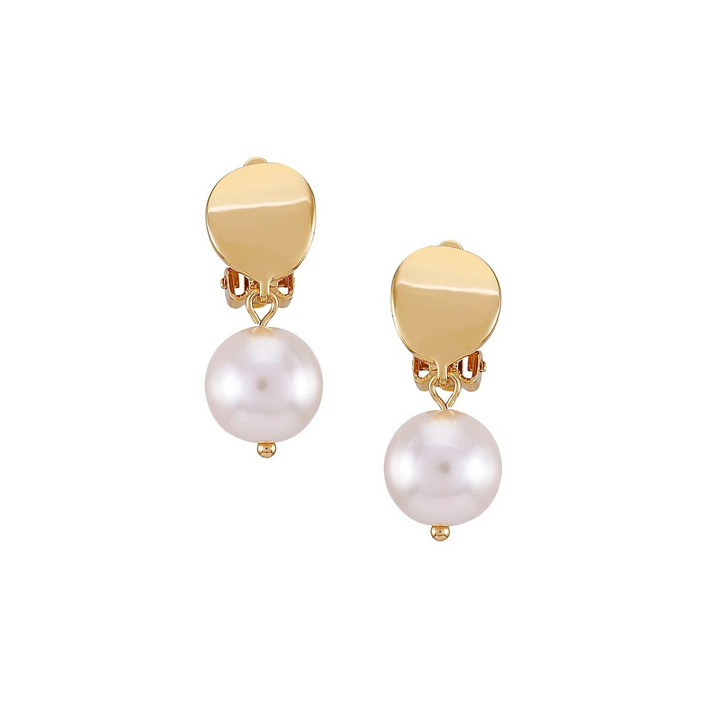 Posh Pearls Goldtone & Blush Faux Pearl Clip-On Earrings