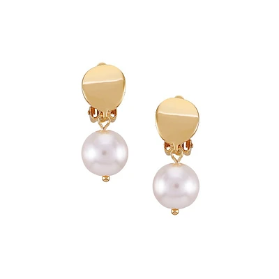 Posh Pearls Goldtone & Blush Faux Pearl Clip-On Earrings