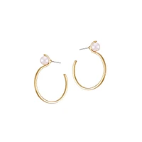 Posh Pearls Goldtone & Blush Faux Pearl C-Hoop Earrings