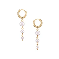 Posh Pearls Goldtone & Blush Faux Pearl Huggie-Hoop Linear Earrings