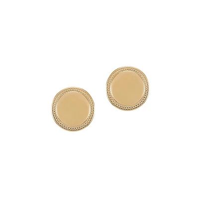 Well Rounded Goldtone Round Button Clip-On Earrings