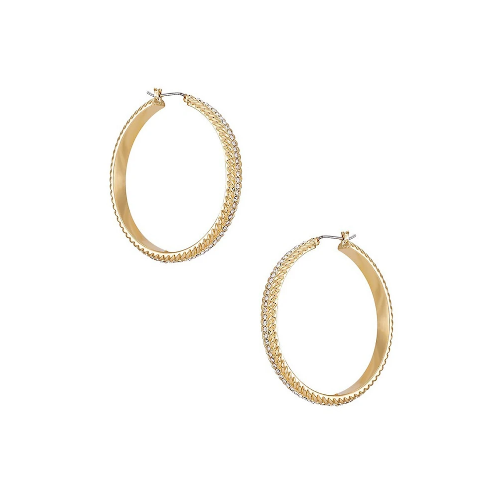 Well Rounded Goldtone & Glass Crystal Hoop Earrings