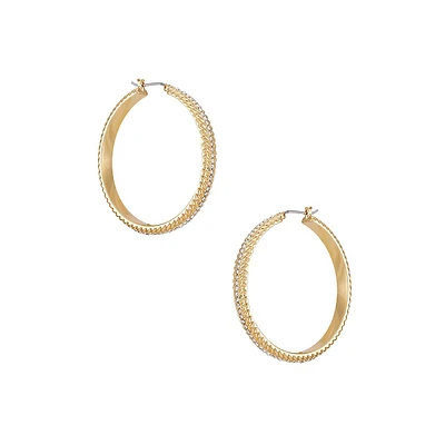 Well Rounded Goldtone & Glass Crystal Hoop Earrings