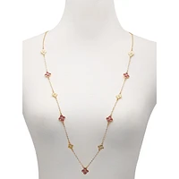 Staying Out All Bright Goldtone & Glass Crystal Floral Station Necklace