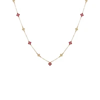 Staying Out All Bright Goldtone & Glass Crystal Floral Station Necklace