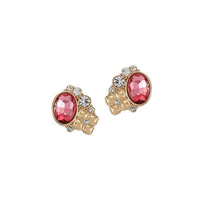 Staying Out All Bright Goldtone & Glass Crystal Clip-On Earrings