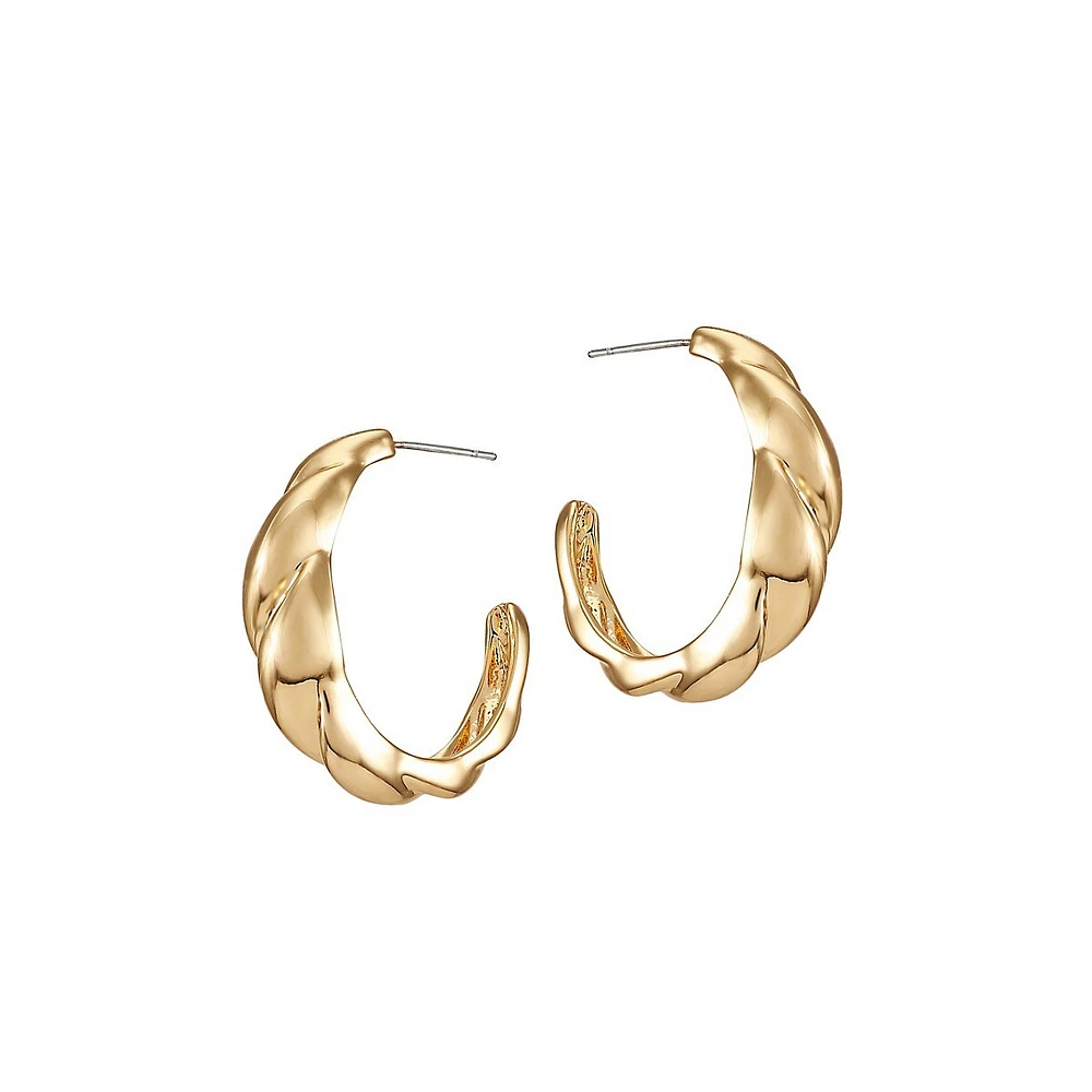 Earring Update Goldtone Twisted C-Hoop Earrings