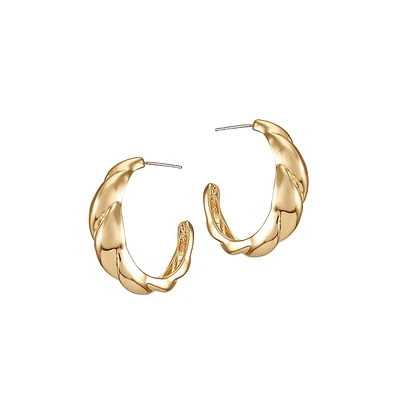 Earring Update Goldtone Twisted C-Hoop Earrings